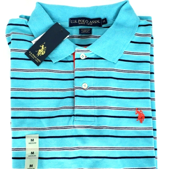 U.S. Polo ASSN. Mens Med Striped Polo Golf Shirt - Picture 3 of 5